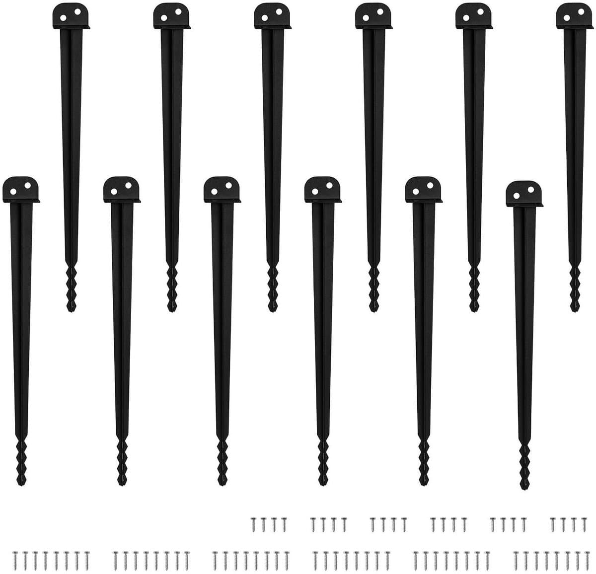 Grondanker Inslaghuls - Paaldrager Omheining - Tuinconstructies Plaatsen - Roestwerend IJzer - 40 x 500 mm - Zwart — afbeelding 1