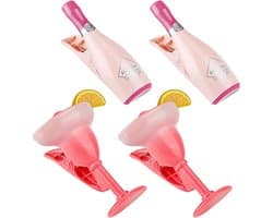 Dailygoody - Creatieve Champagnehanddoekclips - 4 Stuks Handige Strandlaken Clips - Roze - Perfect voor Zwembad en Strand - Ideaal voor Vakanties en B...