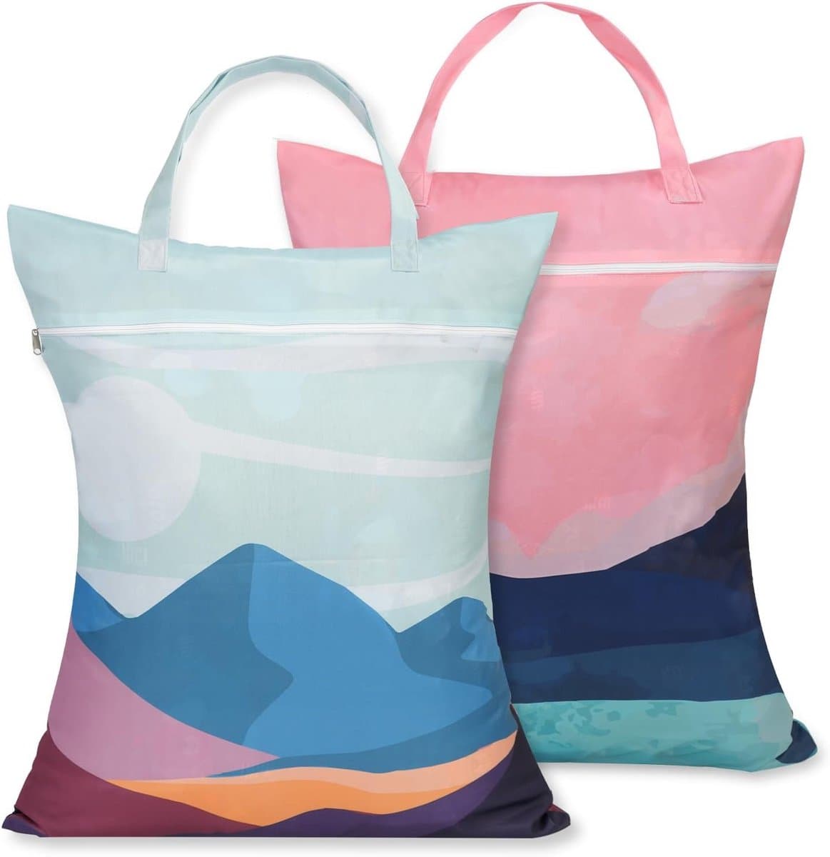 Reiswaszakken Set van 2, Ideaal voor Zwemkleding en Sport, Met Rits voor Thuis, Vakantie en Camping (Roze + Zwart) — afbeelding 1