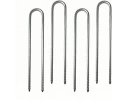 Duurzame Grondankers voor Tent en Tuin, Galvanized Grondpinnen, 30 cm, 4 Stuks, Ideaal voor Trampolines en Schommels