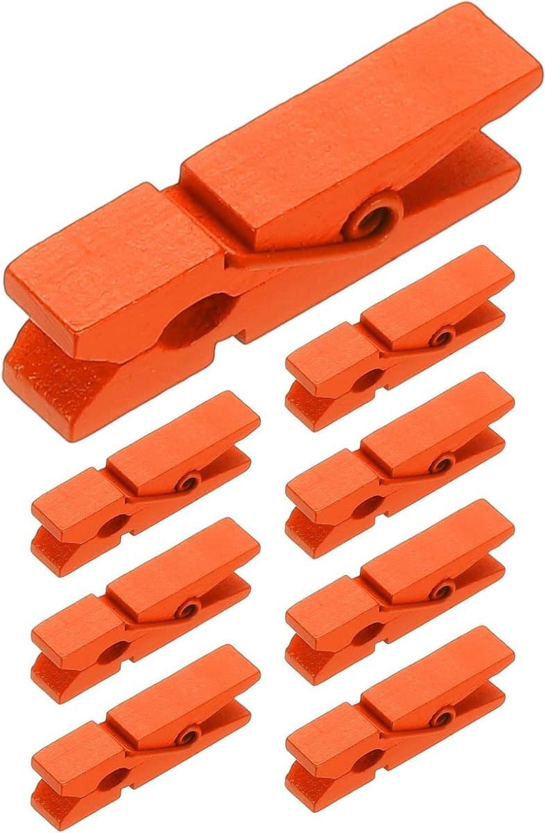 Houten mini-wasknijpers 3,5 cm - 50 stuks in oranje — afbeelding 1