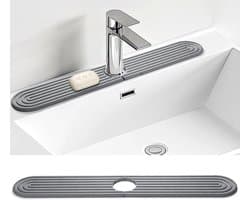 Diatomiet Afwasmat voor Keuken en Badkamer, Sneldrogend Waterabsorberend, Inclusief Schuurpapier (Donkergrijs, 61 x 100 cm)