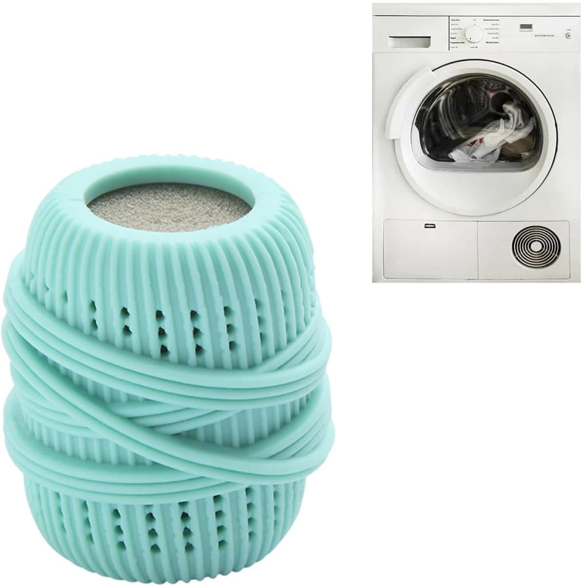 Herbruikbare wasmiddelcapsules, dispensers voor wasverzachter, schoonmaaksponzen voor de was, huishoudelijke alternatieven (blauw). — afbeelding 1