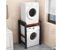 Waskast Boven Machine - Opbergrek - Ruimte Besparen - Verstelbare Hoogtes - 75 x 65 x 105 cm - Zwart Rood