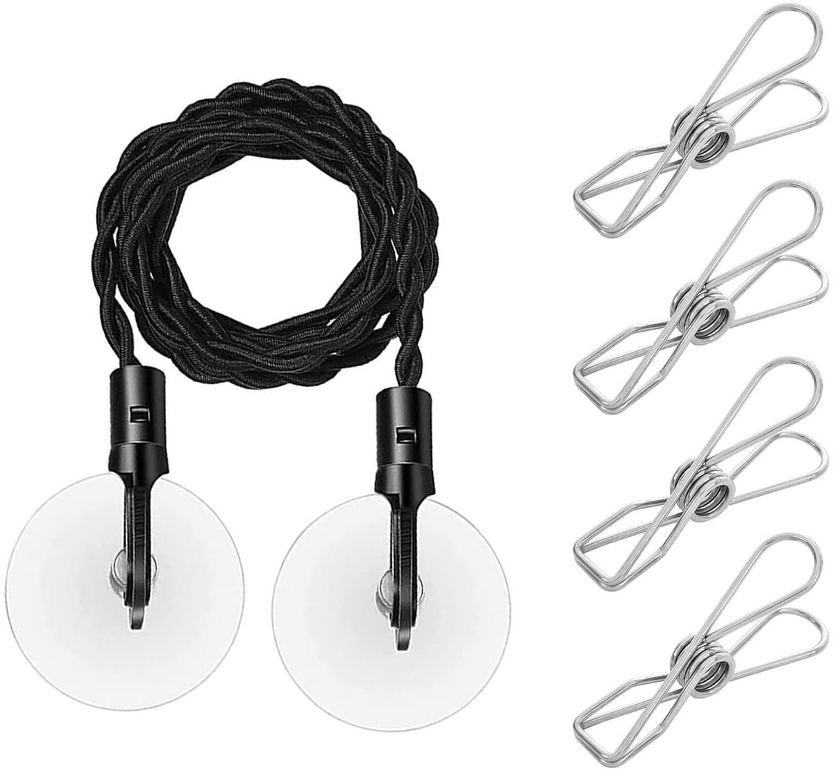 MTTproducts- Reiswaslijn Uittrekbaar 1,2 m - 2,8 m Rekbaar - 4 Roestvrijstalen Clips - Draagbaar - Reisaccessoires - Geschikt voor Outdoor Camping - Waslijn — afbeelding 1