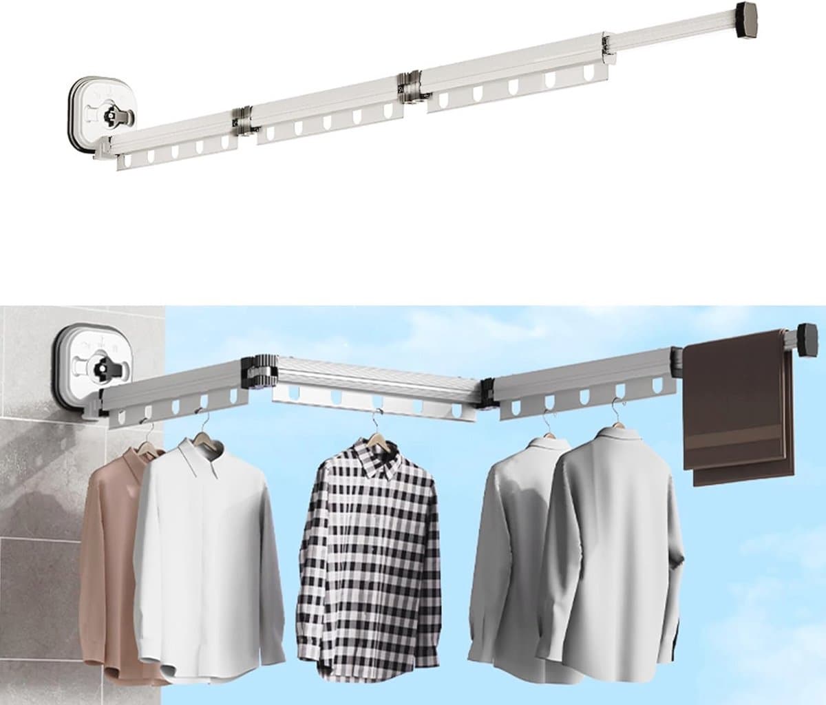 Inklapbaar Wanddroogrek voor Kleding met Zuignap - Ruimtebesparend en Draagbaar — afbeelding 1