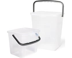 Novaliv Voordeelset Wasmiddeldoos met deksel 4 liter + 7 liter I Transparant I Doos Waspoeder Opbergdoos met handvat Wasmiddel Opbergdoos Wasmiddelcontainer Waspoedercontainer