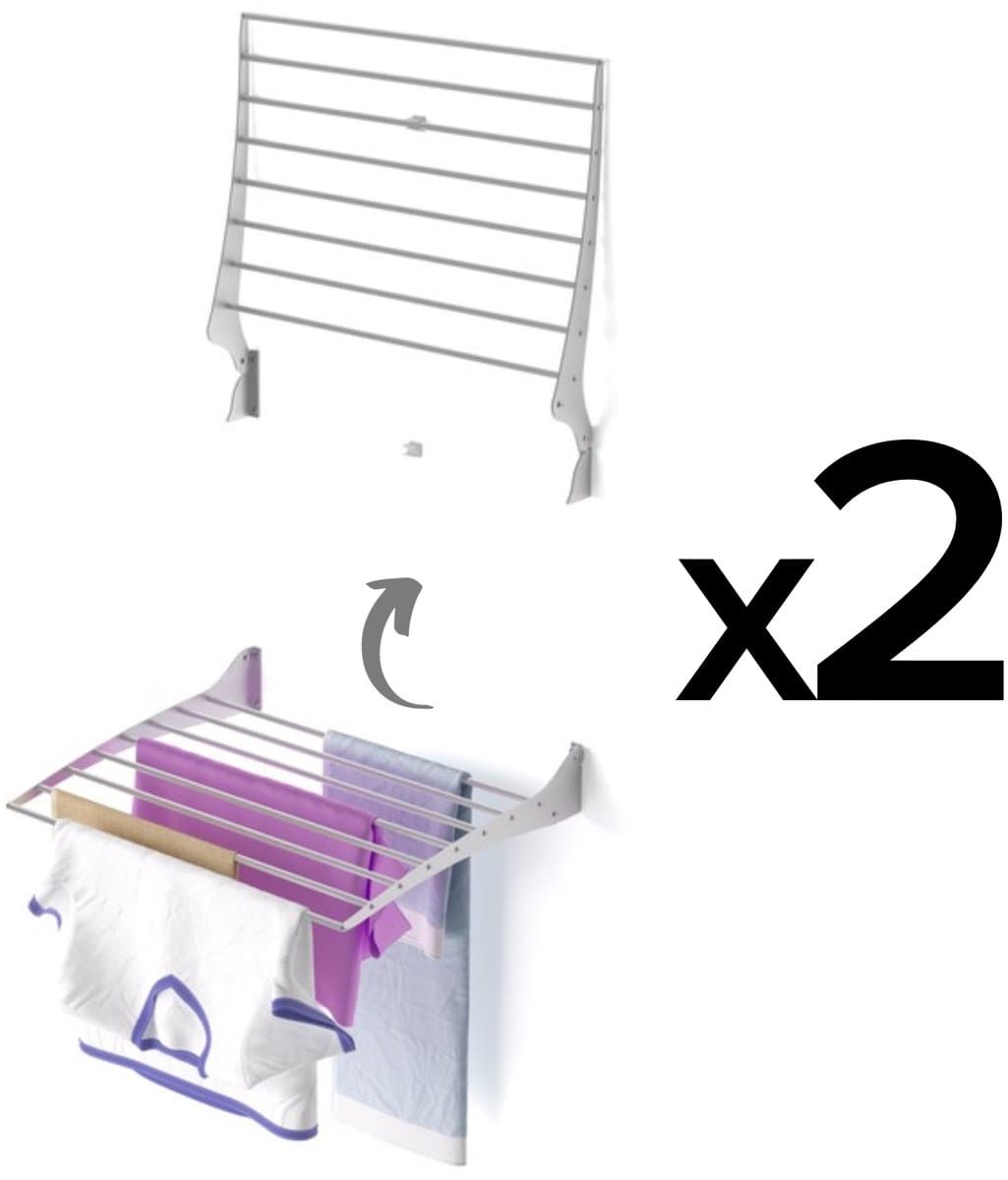 2x Foxydry Fold 60 wasdroogrek wandmontage clicksysteem - 60 x 50 x 10 cm — afbeelding 1