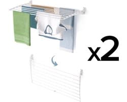 2x Foxydry Fold 100 DOWN - white - wasdroogrek wandmontage clicksysteem - neerwaartse sluiting - 100 x 50 x 10 cm