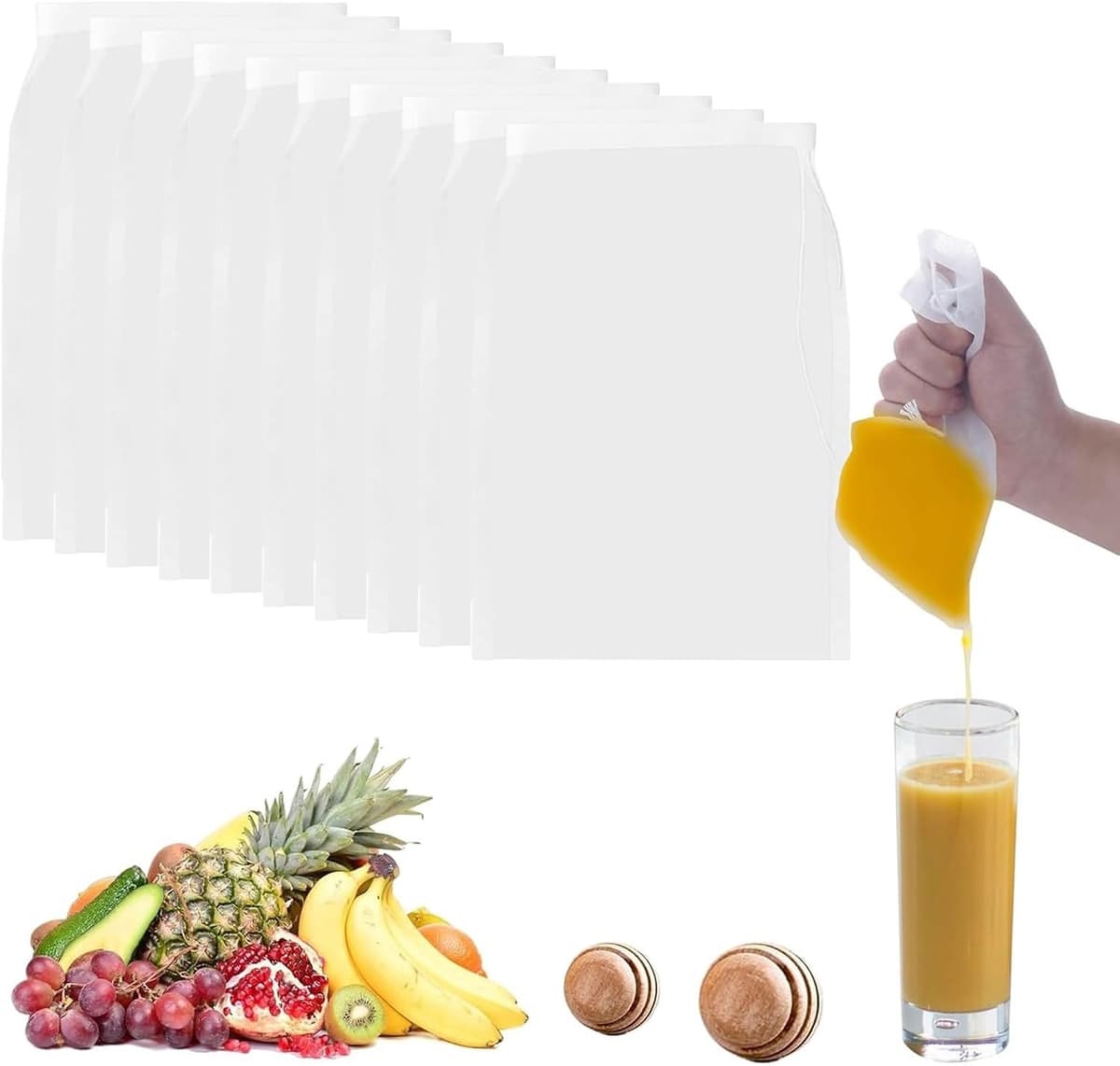 Notenmelkzak - Transparant - 20 x 30 cm - Herbruikbare Filterdoek van Nylon - Voor Notenmelk en Dranken — afbeelding 1