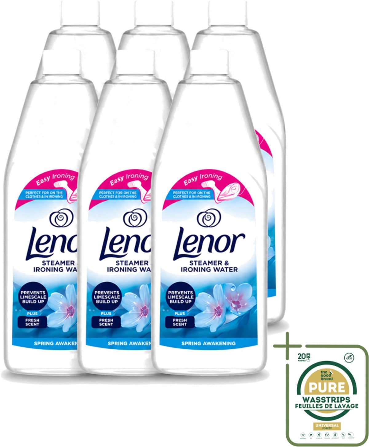 6 x Lenor - Strijkwater - Spring Awakening - Textielverfrisser - 1000 ml - Strijkwater - Textielverfrisser - Wasgoed - Frisheid - Kleding — afbeelding 1