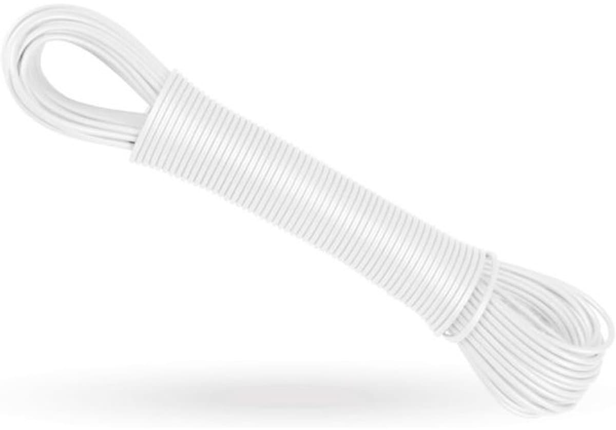 Waslijn 20 meter (1 stuk verpakking/wit) - lijn uittrekbaar 2,2 mm, extra sterk door nylon kern - reservelijn voor droogmolen, wasdroger tuin — afbeelding 1
