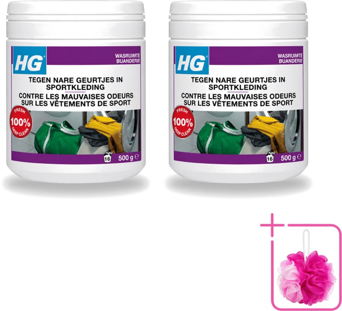 2 x HG - Wasruimte - Tegen Nare Geurtjes In Sportkleding - Wasmiddeltoevoeging - 500 g - Bulkverpakking - Geurverwijdering sportkleding - Douchemop - Stankmoleculen verwijderen — afbeelding 1