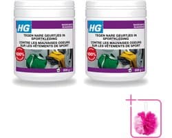 2 x HG - Wasruimte - Tegen Nare Geurtjes In Sportkleding - Wasmiddeltoevoeging - 500 g - Bulkverpakking - Geurverwijdering sportkleding - Douchemop - Stankmoleculen verwijderen