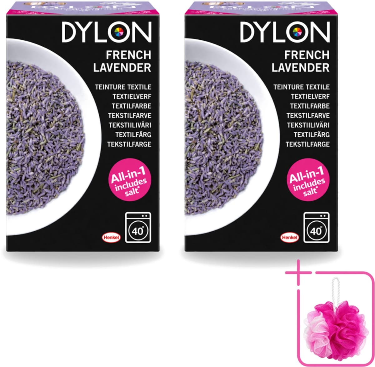 2 x Dylon - Textielverf - French Lavender - All-in-One - Inclusief Zout - 350g - Bulkverpakking - Textielverf - Douchemop - Lavendelkleur — afbeelding 1