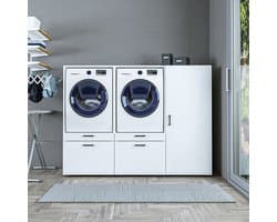 Roomart SERIE 2 Wasmachine Ombouwkast 194x145 cm - met 2 Uittrekbladen - Wit