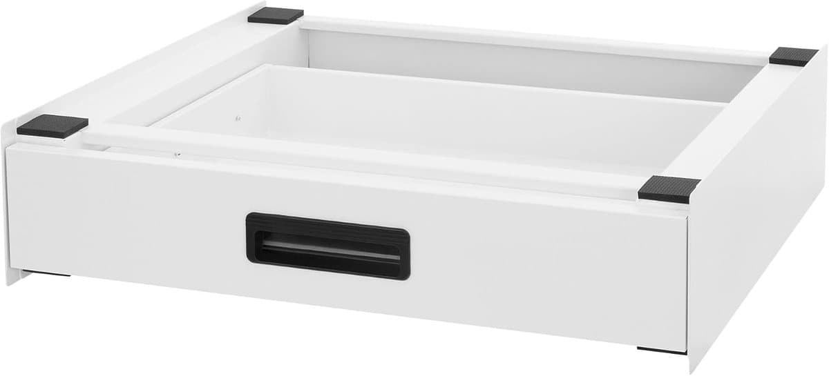 Universeel Verbindingsframe 60,5 x 54 cm Wit Staal met Uittreklade Antislip Geschikt als Montageset of Koppeling voor Wasmachine en Droger Stapelframe Tussenconstructie Droogzuil Accessoire — afbeelding 1
