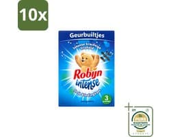 10 x Robijn - Intense - Geurbuiltjes - Langdurige Geur - Intense Frisheid - 3 Geurbuiltjes - Wasstrips - Geur In Kleding - Langdurige Geur - Frisse Geur - Geurbuiltjes - Kledingkast Geur