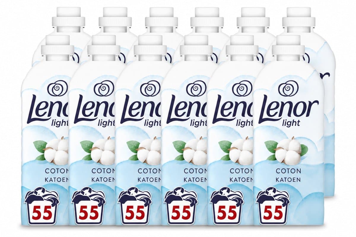 12 x Lenor Light - Wasverzachter - Katoen - Fris & Zacht - 55 Wasbeurten - Voordeelverpakking - 12 stuks — afbeelding 1
