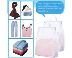 Wäschenetz Set - Wäschesack Waschmaschine Feinwäsche - 2 Stuks 50x60cm - Premium Mesh met Rits - Voor BH Zijde Reizen - Wit