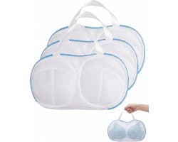 Waszakjes voor de wasmachine, 3-delige set, blauw, 20x30 cm met ritssluiting, beschermt ondergoed, bh's en delicate kledingstukken tegen vervorming en samendrukking in de wasmachine.
