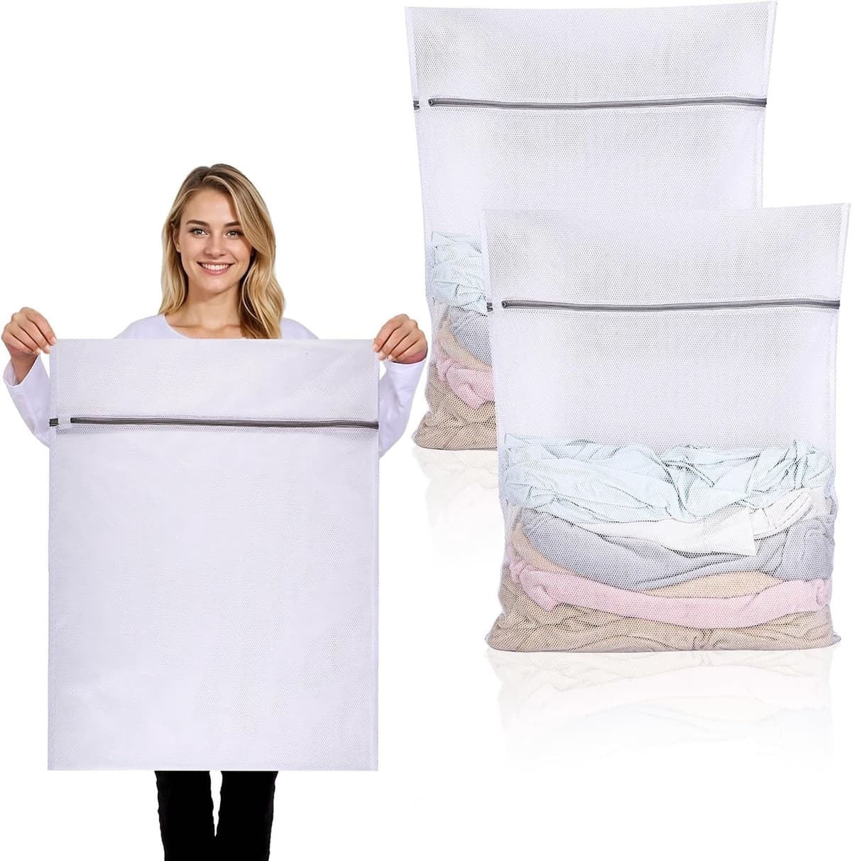 Set van 2 Grote Wasnetten 60 x 80 cm - Ideaal voor Delicate Kleding, Wassen en Beschermen — afbeelding 1