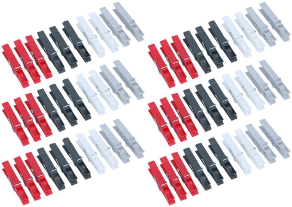 Dirt Devil Kunststof wasknijpers - 60x knijpers - Rood/zwart/wit/grijs - 7 cm - kunststof — afbeelding 1
