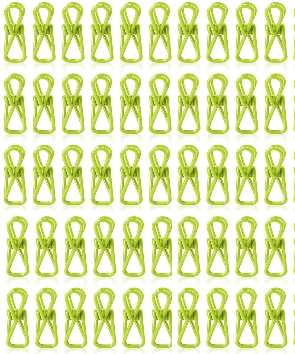 50-stuks Chipklemmen - Voedselzakklemmen - Wasknijpers - Mapklemmen - Fotodecoratie - Wanddecoratie - Geschikt voor het sluiten van snackzakken, het organiseren van documenten of het bevestigen van kleine huishoudelijke artikelen - Groen — afbeelding 1