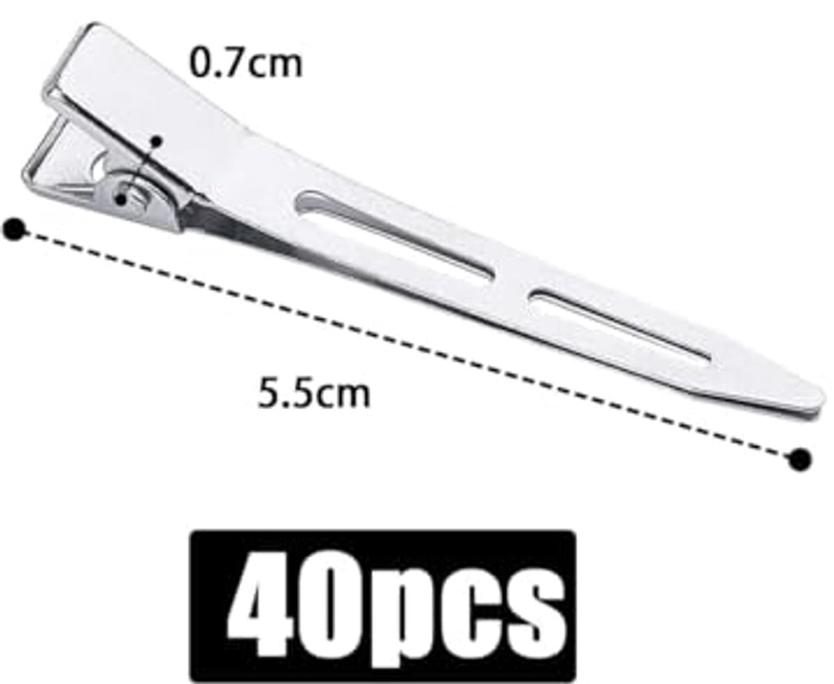 40 Stuks Pin Curl Duck Bill Clips - 6,5 cm Metalen Haarspeldjes voor Styling en Sectioning — afbeelding 1