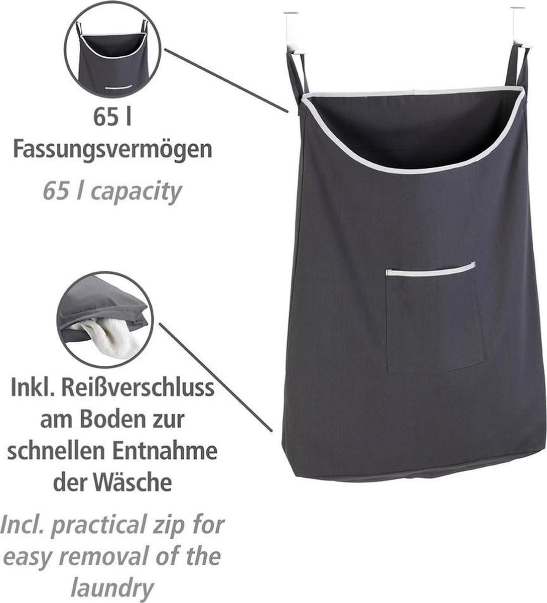 Wenko Overdeur-wasmand Canguro 65 L Katoen Grijs — afbeelding 1