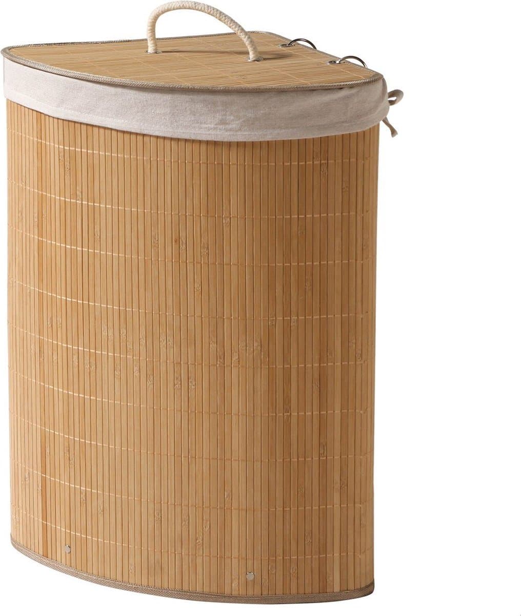 CALICOSY - Bamboe hoek wasmand met deksel 35x35x60cm — afbeelding 1