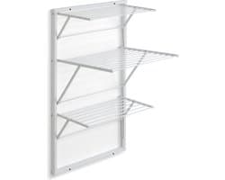 Arredamenti Italia 616 KARIM - Beukenhouten Handdoekrek - Inklapbaar Wanddroogrek - 15m Drooglengte - Kleur: wit - ARIT - Il cuore del legno