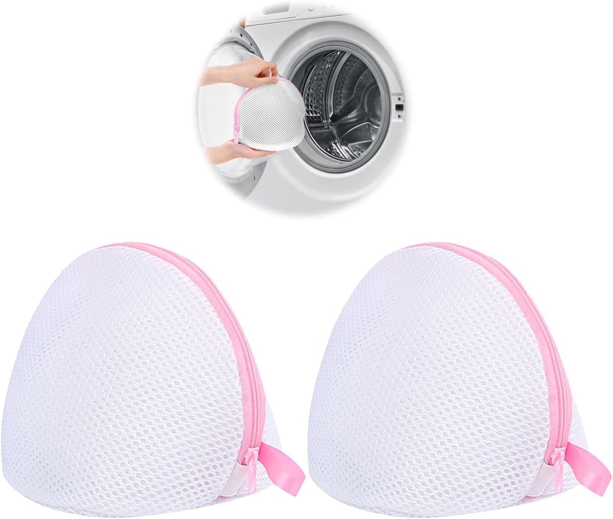 Waszakken - Dikke sandwichnetzakken - 2-pack - BH-wasnetten - Machinewasbaar - Duurzame netwaszakken - Herbruikbaar - Met rits - Anti-klit - Anti-vervorming - BH-specifiek - Netwaszakken - Roze — afbeelding 1