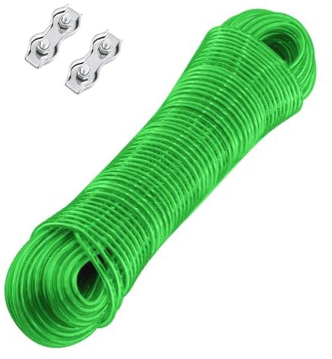 Waslijn 30 m met stalen kern en 2 spanners - Extra sterk voor balkon en tuin - Draagvermogen 120 kg — afbeelding 1
