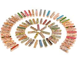 100x Kleine Houten Knijpers 3.5cm - Natuurlijk Hout voor Foto's, Kaarten en Knutselen