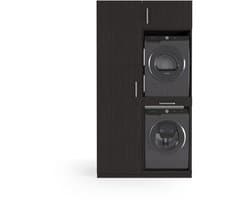 Wasophoogte® Wasmachine Kast Paris - Wasmachine verhoger - Wasmachine ombouw - 700(D)*1265(B)*2350(H) mm - Zwart