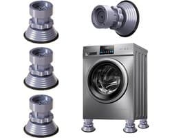 Trildemper voor wasmachines en drogers, 4 stuks, onderstelonderlegger, 8,5 - 12 cm, verstelbare trillingsdemperpads, wasmachine antislip stop voor de wasmachine, grijs