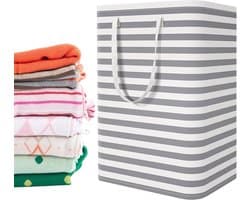 Wasmand - Opvouwbaar - 75 liter - Smal - Waterdicht Linnen - Voor Wasgoed - Grijs