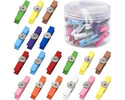 Houten Punaises Clips - Decoratieve Spelden - Foto's Bevestigen - Natuurlijk Hout Metaal - 3.4 cm Clip - Regenboog Kleuren — afbeelding 1