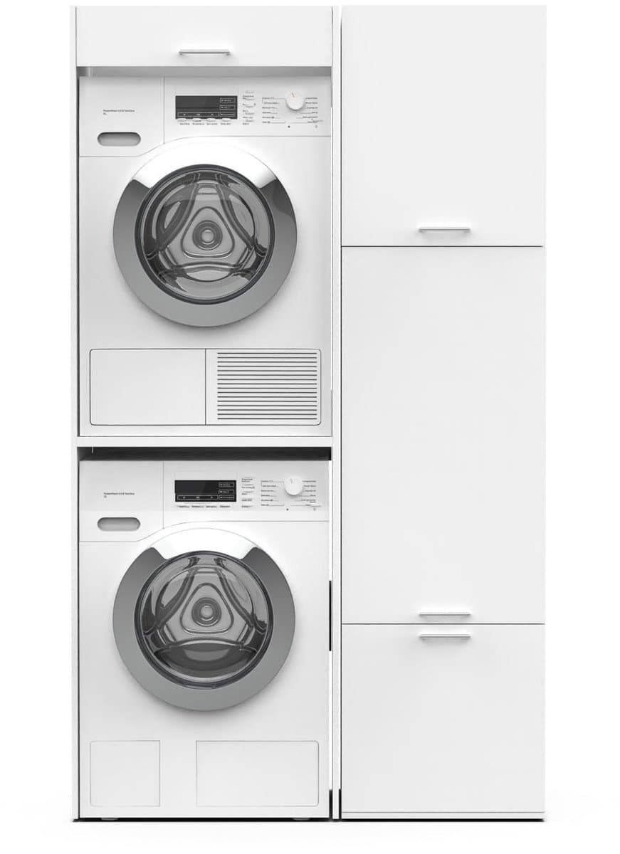Washcab® Wasmachine Kast - Droger Verhoger - Wasmachine Ombouw - Droger op wasmachine Wit - Stack Set 1 - 5 jaar garantie — afbeelding 1