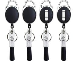 4x Intrekbare Pennenhouder met Staaldraad - Pennenclip voor Werk en Bureau