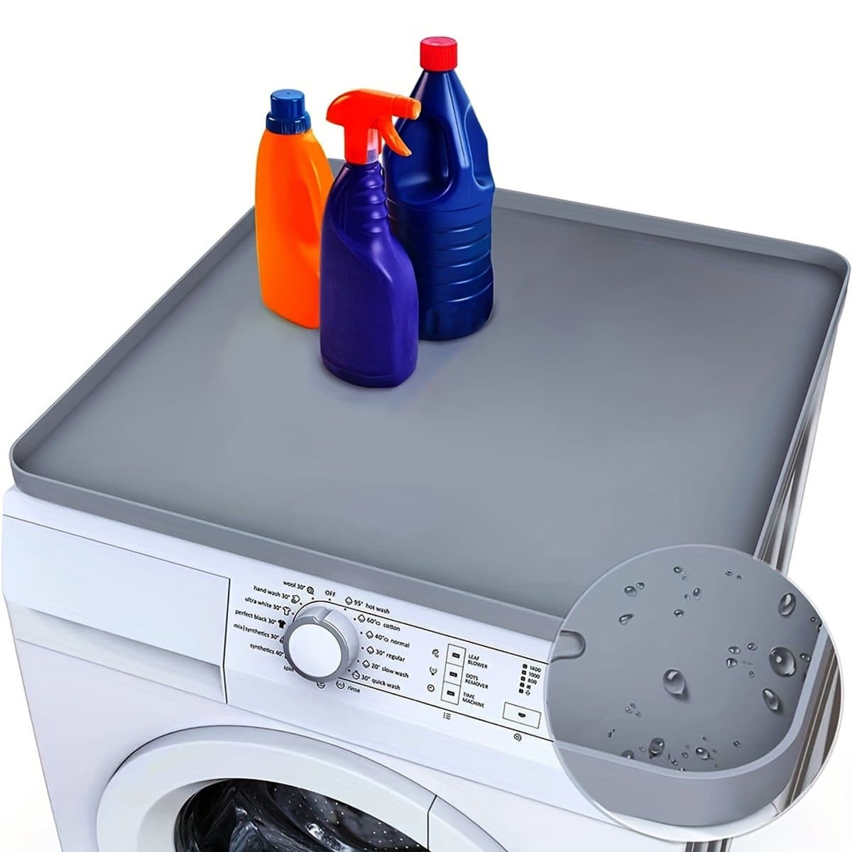 Opbergmat voor wasmachine, antislip en waterdichte bovenplaat voor wasmachine en droger, organizer voor wasmiddel en wasverzachter, wasmachineaccessoires - 1 stuk — afbeelding 1