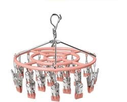Allecto Premium - Ronde sokkendroger voor wasrek en ondergoedhanger met 24 wasknijpers. Winddicht droogrek van roestvrijstaal voor het drogen van handdoeken.