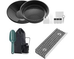Goudwinningsset met Mini Sluice Box - 30 cm Aluminium Mijnbouwuitrusting, 16-delige Set met Goudpan, Classificeerscherm, Magneet, Rugzak en Accessoires voor Goudzoeken — afbeelding 1