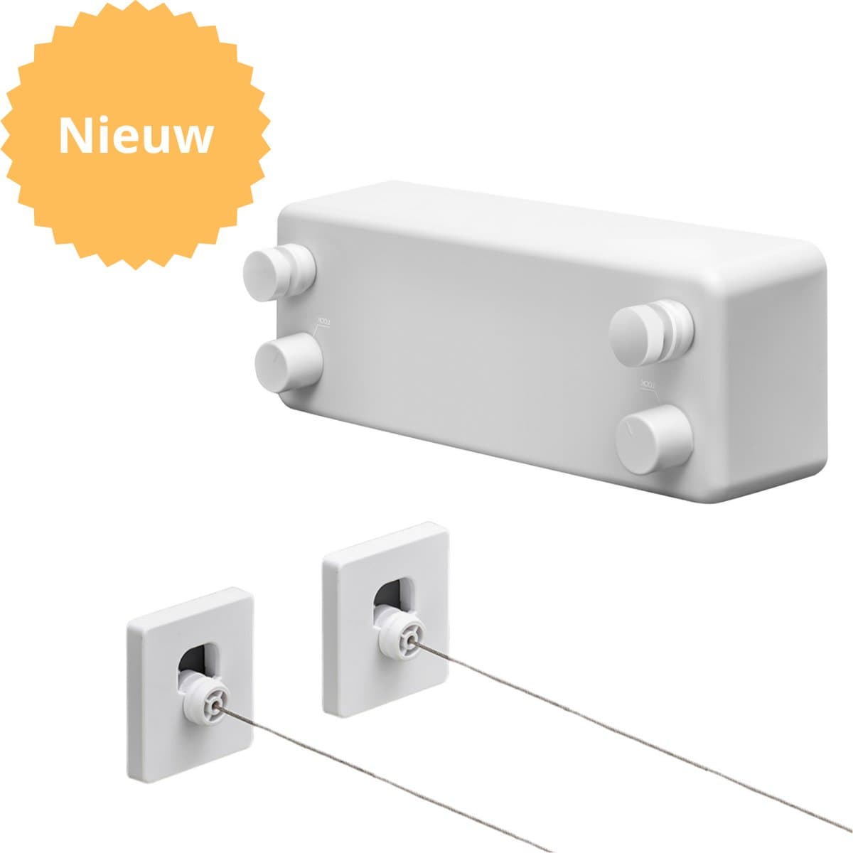 Daily Solutions® Waslijn Uittrekbaar - 2 x 4.2 M - Roldrooglijn - Waslijndraad met stalen kern - Wasdraad voor binnen en buiten - Wasrek - Droogrek — afbeelding 1
