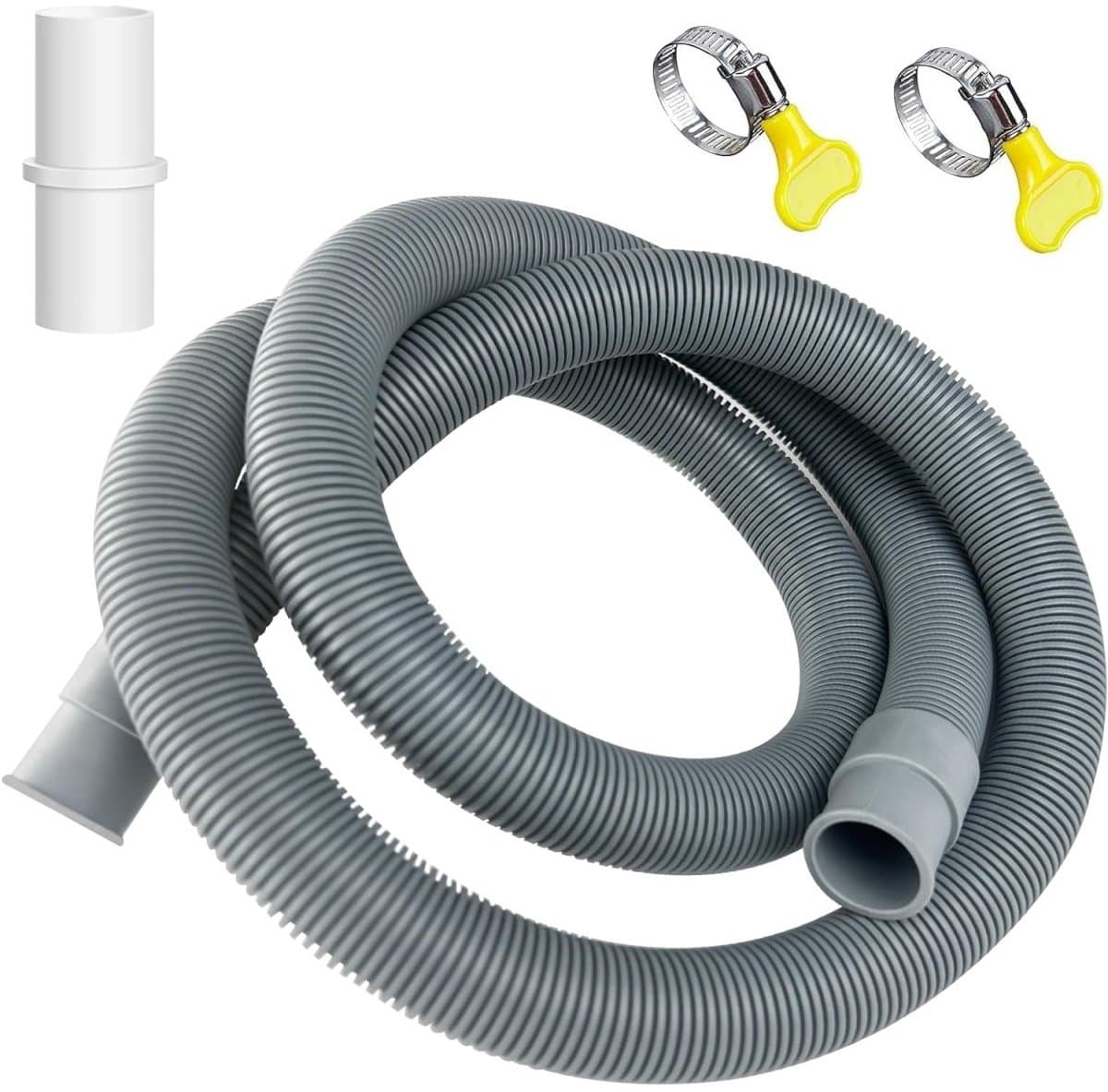 EXCITAT Verlengstuk voor afvoerslang - Afvoerslang verlengset - Inclusief 1 slangaansluiting en 2 slangklemmen - Geschikt voor wasmachineslang, vaatwasser, droger - 1,5 m x 20 mm — afbeelding 1