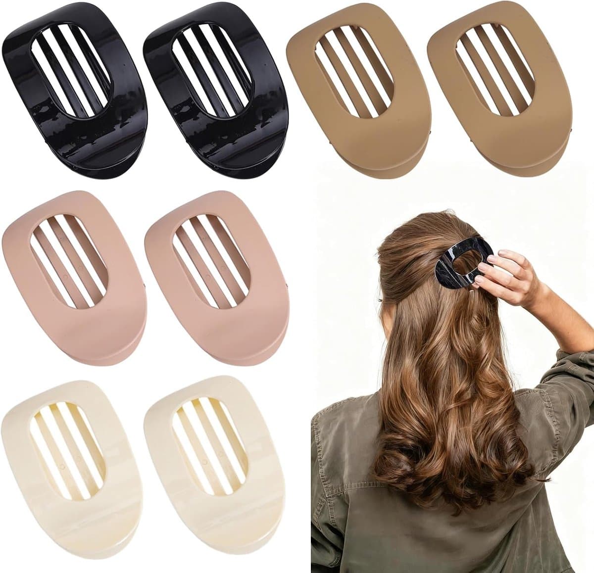8 Pieces Flat Claw Clips, Duck Bill Hair Clips for Women, Flat Hair Clips, Strong Grip, Side Hair Clips, Non-Slip Hair - ShopVlot — afbeelding 1