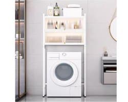 Wasmachine Kast - Opbergrek Wasdroger - Ruimte Besparen - 3 Laags Verstelbaar - N.v.t. - Wit