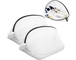 Wasnet voor schoenen, 2-delige mesh tas met rits, 40 x 25 x 25 cm, ideaal voor sneakers en sokken, wasmachine bestendig, beschermt tijdens het wassen