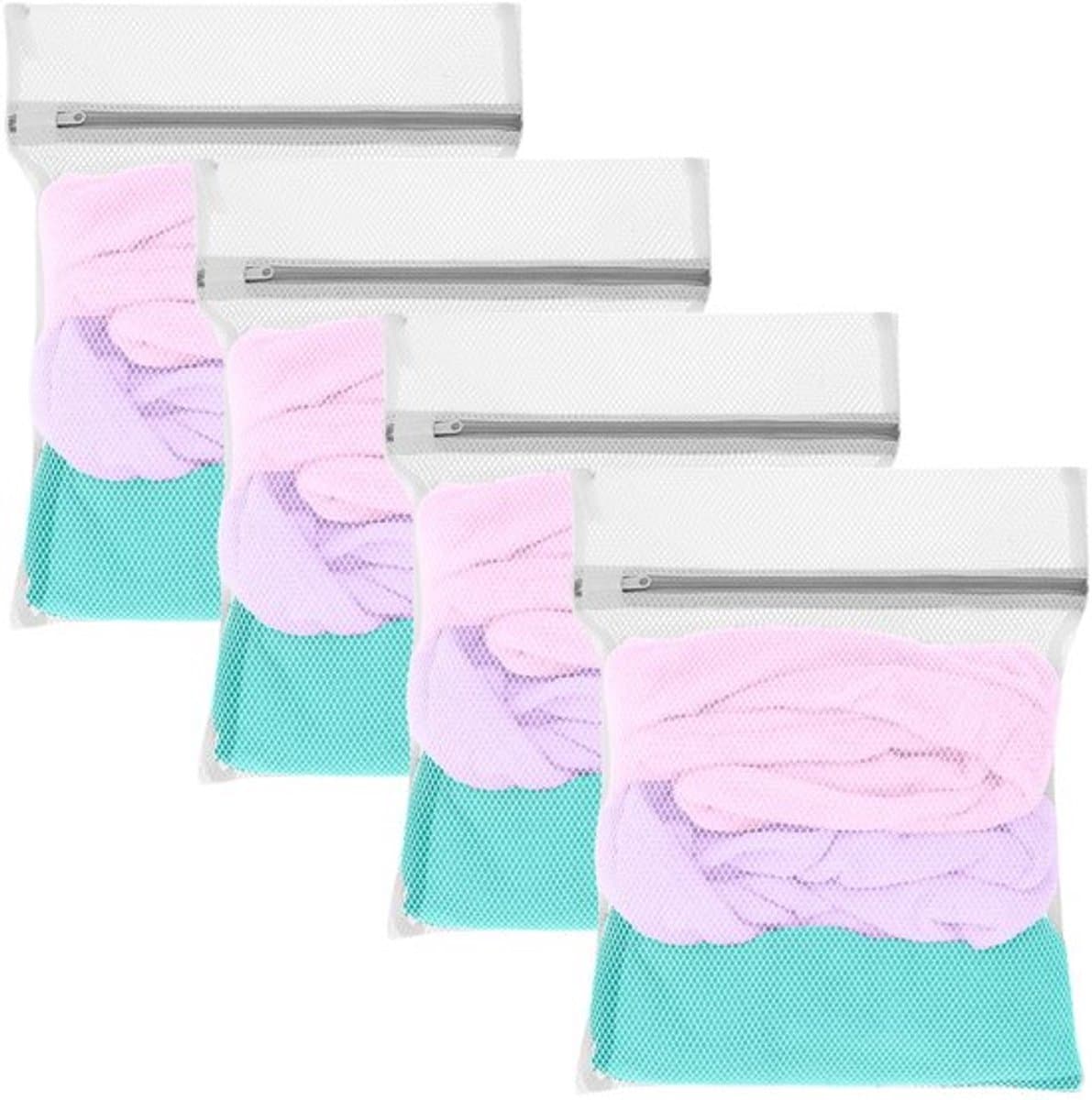 Set van 4 Kleine Mesh Waszakken met Rits voor Delicate Kleding — afbeelding 1